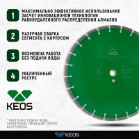 Диск алмазный GRANITE равноудаленный сегментный по граниту/бетону (350х25.4/20 мм) KEOS DBG02.350UD