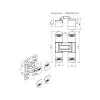 Дверная скрытая петля Cemom Moatti универсальная, 3D, 111,5x29 мм, 80 кг, белый CEM0080.07/MP