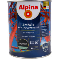Эмаль по ржавчине ALPINA (быстросохнущая; RAL 9005; 0.75 л) 948104223
