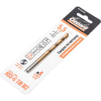 Сверло спиральное по металлу 5.5x57x93 мм, HSS TIN Gepard GP1355-093