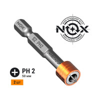 Бита с магнитной насадкой MAGNEO (2 шт; Ph2х50 мм; E6.3; карта) NOX 334520-2