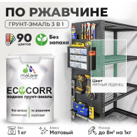 Грунт-Эмаль 3в1 MALARE EcoCorr для металлических поверхностей, акриловая быстросохнущая без запаха, матовая, мятный леденец, 1 кг ГЭЭКОМЯЛМ0100