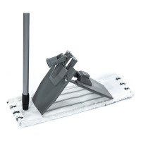 Швабра для влажной уборки In'Loran плоская, микрофибра, серая, 44х13 см, телескопическая ручка 71-120 см, арт. BS-012P