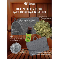 Банный набор Банные штучки портфель, веник, шапка, коврик, мочалка, ароматизатор 34222
