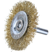 Щетка-крацовка дисковая со шпилькой, витая латунированная проволока, 50 мм GROSSMEISTER 021118001