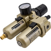 Блок подготовки воздуха AC3010-02 1/4", влагоотделитель с лубрикатором, релятором давления и манометром Pegas pneumatic 4703