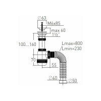Сифон для раковины с выпуском и гибким соединением VIRPLAST 30987145