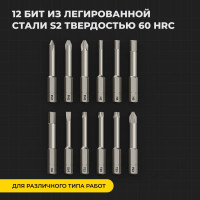 Аккумуляторная отвертка HOTO 3.6В с 12 битами, в кейсе, черная QWLSD001 HTE0001GL