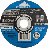Круг отрезной по металлу 125x2х22.2 мм vertextools 125-2-22,2