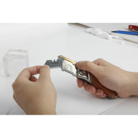 Складной нож WORKPRO ручка из дерева, 10 лезвий, трапециевидные лезвия WP211014