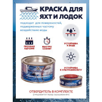 Краска POLIMER MARINE полиуретановая двухкомпонентная 2К желтая полуглянцевая 0.5 кг 0.5КППГжлт