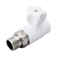 Радиаторный кран Политэк 25x1/2 прямой PPRC, белый (25/75), 9999012512