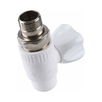 Радиаторный кран Политэк 25x1/2 прямой PPRC, белый (25/75), 9999012512