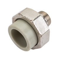 Разъемная муфта Политэк с наруж.рез. 25x1/2 PPRC, серый 9800002512с