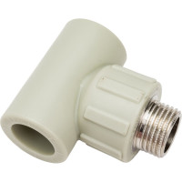 Комбинированный тройник ПОЛИТЭК 20x1/2 с наружной резьбой PPRC серый 9510002012С