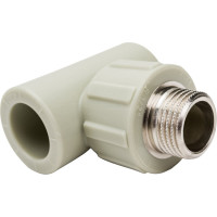 Комбинированный тройник ПОЛИТЭК 20x1/2 с наружной резьбой PPRC серый 9510002012С