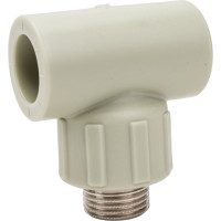 Комбинированный тройник ПОЛИТЭК 20x1/2 с наружной резьбой PPRC серый 9510002012С