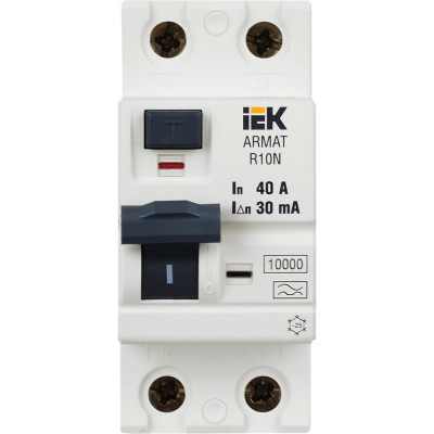 Выключатель дифференциального тока IEK ARMAT R10N 2P 40А 30мА тип A AR-R10N-2-040A030