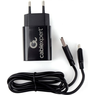 Cablexpert Адаптер питания USB 2 порта, 2.4A, черный + кабель 1м lightning MP3A-PC-36