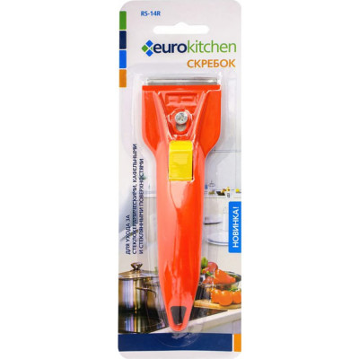 Eurokitchen Скребок для чистки стеклокерамики, цвет красный/желтый, 1 шт., бренд: , арт. RS-14R