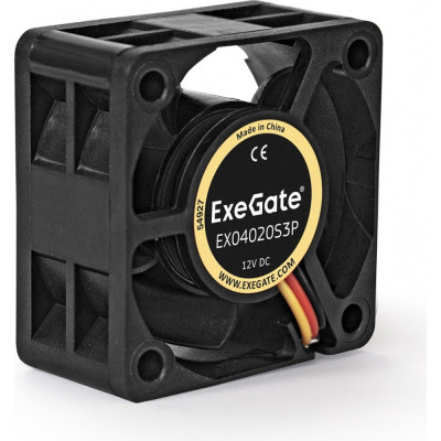 ExeGate Вентилятор EX04020S3P, 40x40x20 мм, Sleeve bearing подшипник скольжения , 3pin, 5500RPM 281211