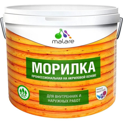 MALARE Морилка Professional для дерева, акриловая, прозрачный, 9 кг 2036770257939