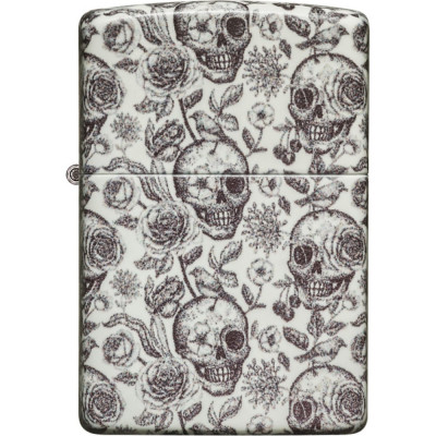 ZIPPO Зажигалка Skeleton с покрытием Glow in the Dark Green, латунь/сталь, серая, 38x13x57 мм 49458