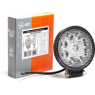 Круглая фара рабочего света АВТОЭЛЕКТРИКА AE27R-9LED-28PC