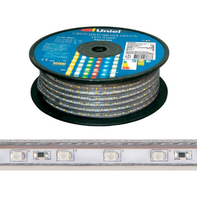 Гибкая светодиодная лента Uniel ULS-2835-120LED/m-10mm-IP67-220V-10W/m-50M-6500K UL-00006480