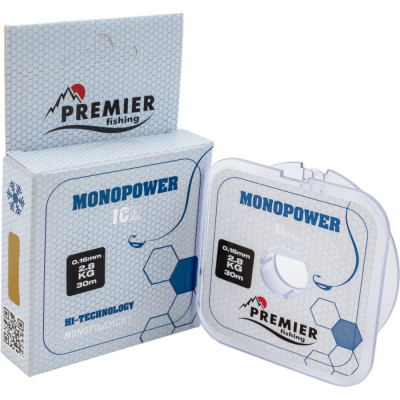 Premier Fishing Леска MONOPOWER ICE 0,16mm/30m Clear Nylon PR-MI-T-016-30 280972