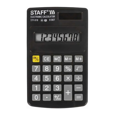 Staff Калькулятор карманный STF-818 102х62мм , 8 разрядов, двойное питание, 250142