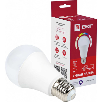 EKF Умная LED лампа HomeConnect 8W WIFI RGBW E27 slwf-e27-rgbw