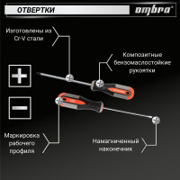 Универсальный набор инструмента Ombra OMT150S/OMT150S18 1/2"DR, 3/8"и 1/4"DR, 150 пр. 55370 055370
