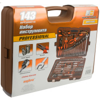 Универсальный набор инструмента торцевые головки Ombra OMT143SL 1/4DR и 1/2DR, аксессуары к ним, ШГИ, отвертки и комбинированные ключи, 143 предмета. 55565 055565