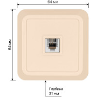 Розетка открытой установки TФ RJ-11 IP20, слоновая кость TDM ELECTRIC Ладога SQ1801-0023