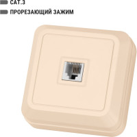 Розетка открытой установки TФ RJ-11 IP20, слоновая кость TDM ELECTRIC Ладога SQ1801-0023
