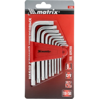 Набор коротких имбусовых ключей TORX, 9шт, T10-T50, CrV, сатин MATRIX 12305