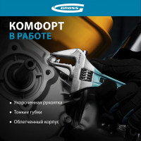 Разводной ключ 160мм, CrV, укороченная ручка GROSS 15566