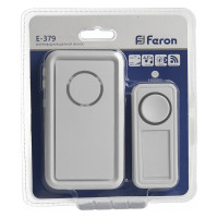 Дверной беспроводной звонок FERON E-379 звонок IP44 18 мелодий, 2х1,5V/АА, база, белый 41435