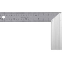 Угольник Denzel нержавеющая сталь, градуировка, алюминиевое основание, 250 мм 32396