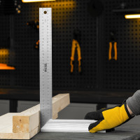 Угольник Denzel нержавеющая сталь, градуировка, алюминиевое основание, 400 мм 32398