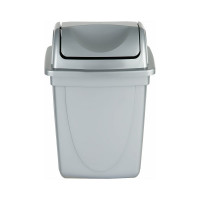 Корзина для бумаг Стамм 12 л, цельная с вращающейся крышкой, серый металлик КР92