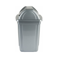 Корзина для бумаг Стамм 12 л, цельная с вращающейся крышкой, серый металлик КР92