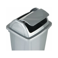 Корзина для бумаг Стамм 12 л, цельная с вращающейся крышкой, серый металлик КР92