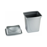 Корзина для бумаг Стамм 12 л, цельная с вращающейся крышкой, серый металлик КР92