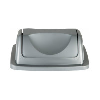 Корзина для бумаг Стамм 12 л, цельная с вращающейся крышкой, серый металлик КР92