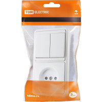Комбинированный блок TDM ELECTRIC БКВР 2-х клавишный выключатель + розетка 2П с защитными шторками SQ1813-0005