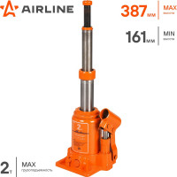 Телескопический домкрат Airline 2 т, в сумке, MIN - 161 мм, MAX - 387 мм AJ-TB-02