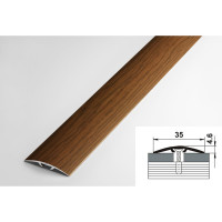 Порог прямой скрытый алюминиевый декоративный (35 мм, 1,8 м, Дуб темный) ЛУКА 00000002350