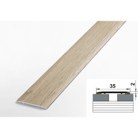 Порог прямой алюминиевый ЛУКА (35 мм, 1,8 м, ламинированый, Дуб беленый) УТ000020124